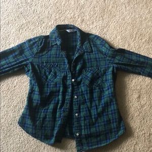 Blue/green flannel button up